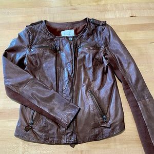 Leather bomber jacket